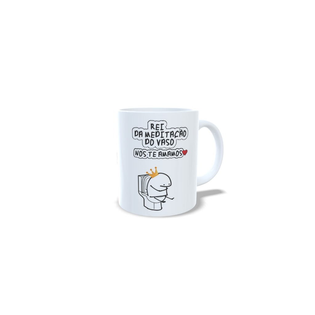 Kit Caneca De Porcelana + Chaveiro -- Dia Dos Pais Flork - Rei Da meditação No vaso - Presente dia Dos Pais