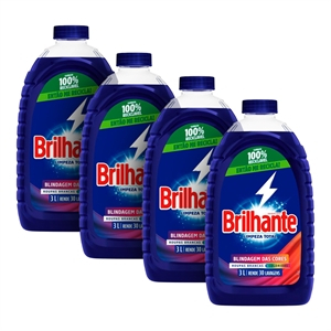 Sabão Líquido Brilhante Limpeza Total 3L - Embalagem com 4 Unidades - Home & Living