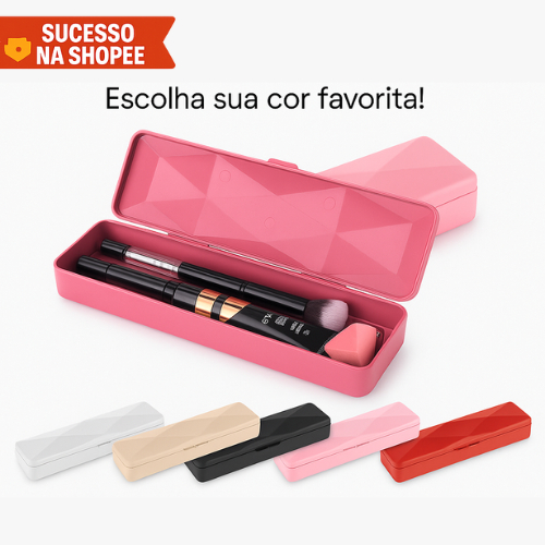 Estojo Multiuso Porta Escova Pincel Maquiagem Remédio Talher Preto Branco Rosa Vermelho Bege UZ