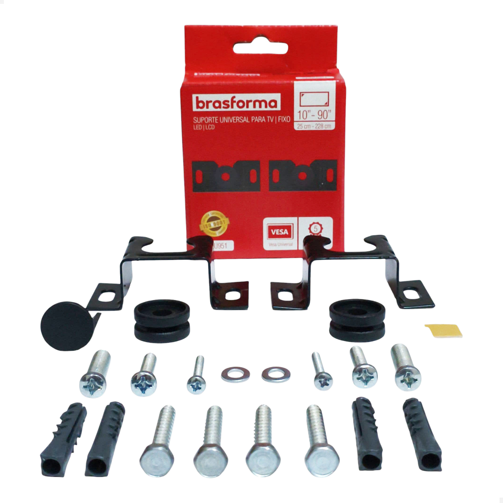 Kit Completo Suporte Fixo Tv Parede Universal Reforçado 40kg kit instalação lcd led até 90 polegadas