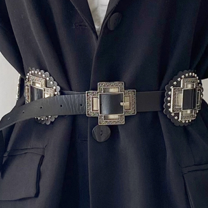 Cinto de rebite estilo cowboy ocidental feminino vintage boêmio country十字架头+带身四个十字架配钉 em Oferta na Shopee