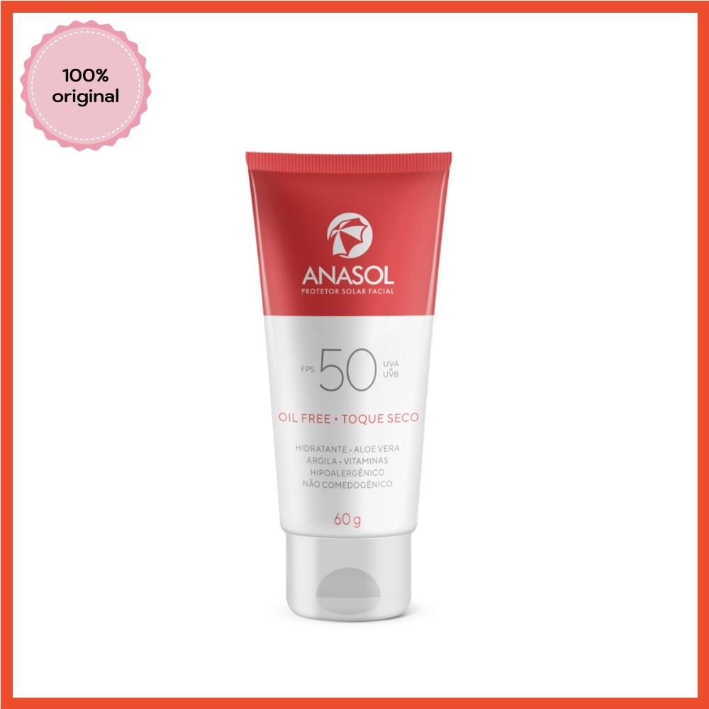 Anasol Protetor Solar Facial Toque Seco Oil Free FPS 50 60 g - Vegano em Oferta na Shopee
