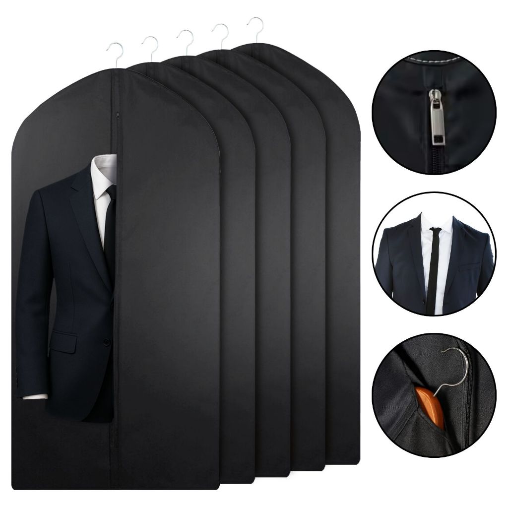 Kit 5 Capa Protetora para Terno com Zíper Tnt Antimofo Impermeável