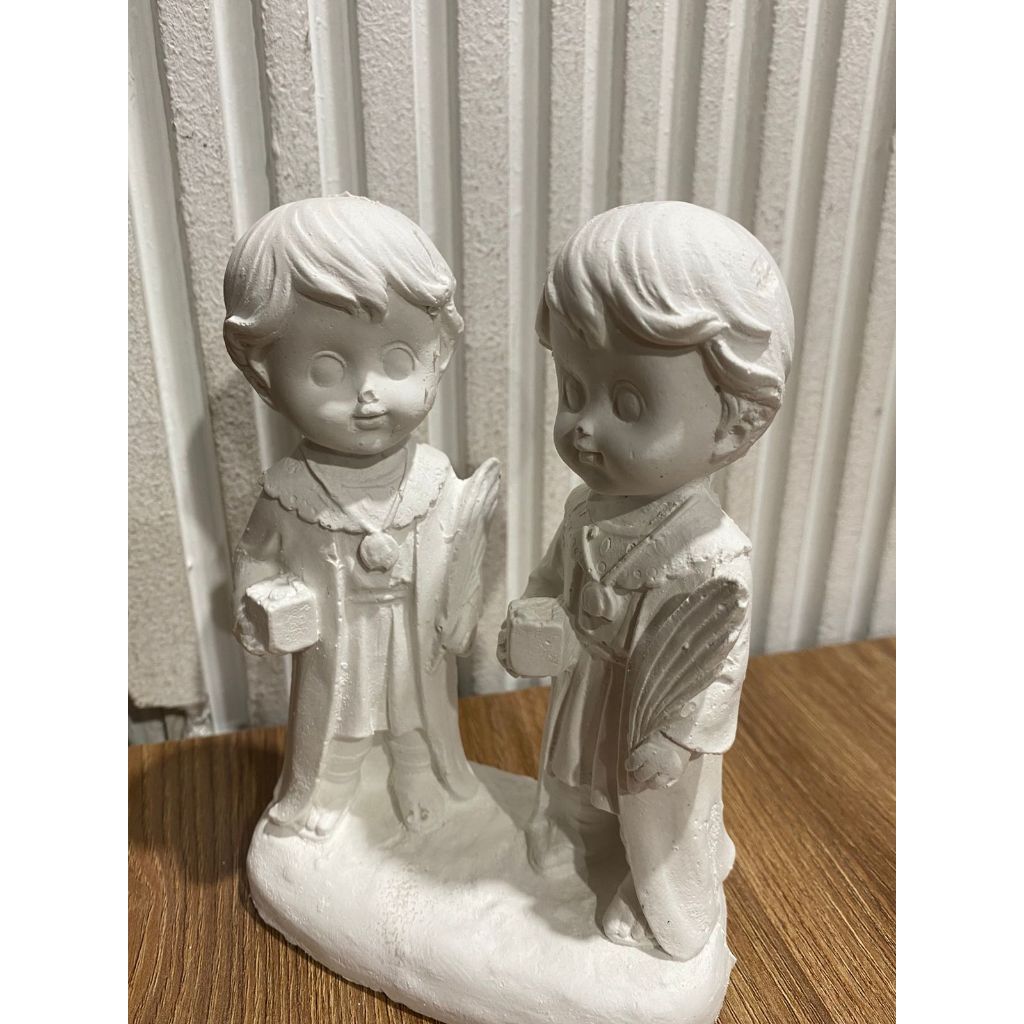 Kit com 10 imagens São Cosme e São Damião Baby de 14 cm em gesso cru