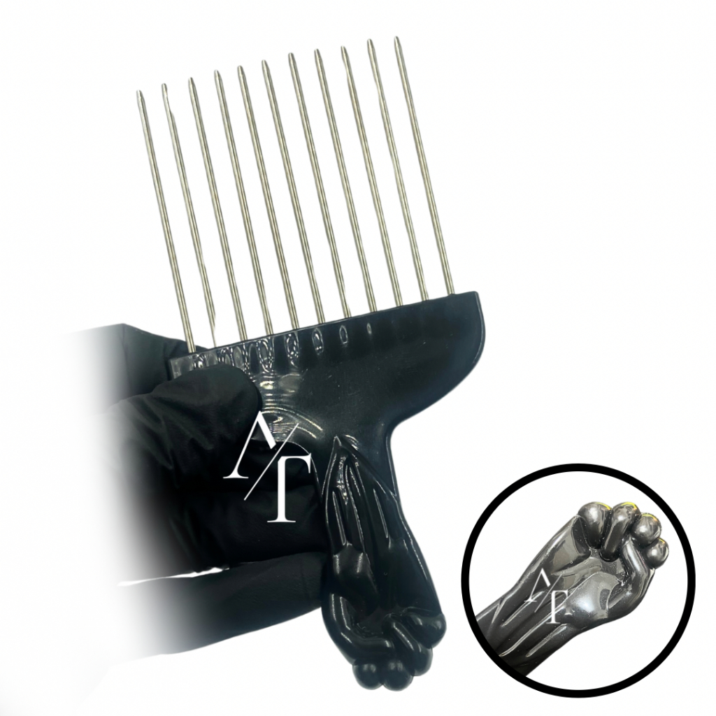 Pente Garfo Afro Hair Dente Metal Aço Black Power Penteado
