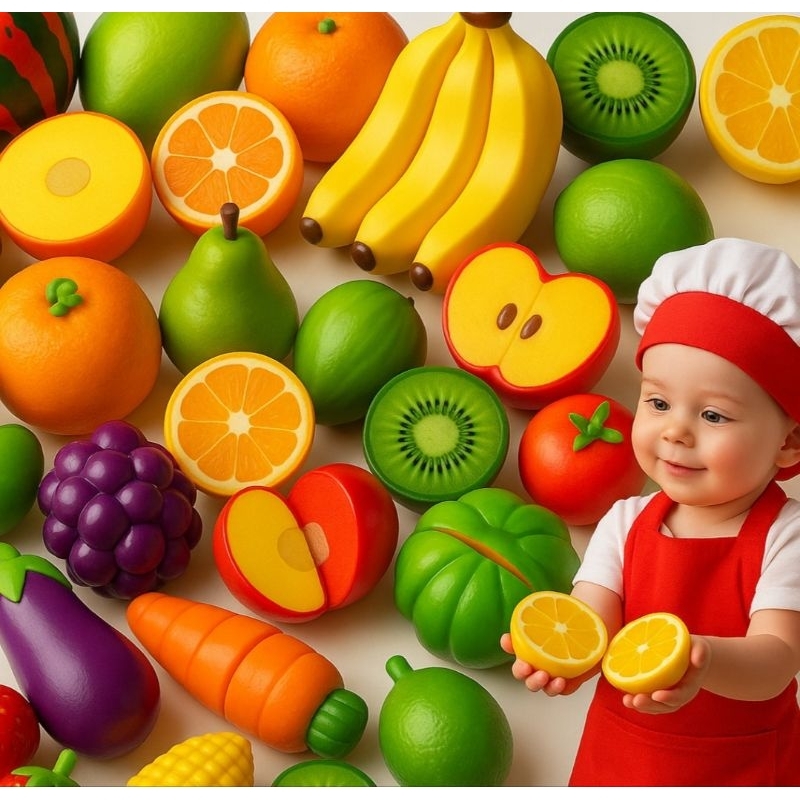 comidinha de brinquedo cozinha infantil  com velcro crec crec frutinhas legumes de brincar brinquedos criativos  menina em Oferta na Shopee