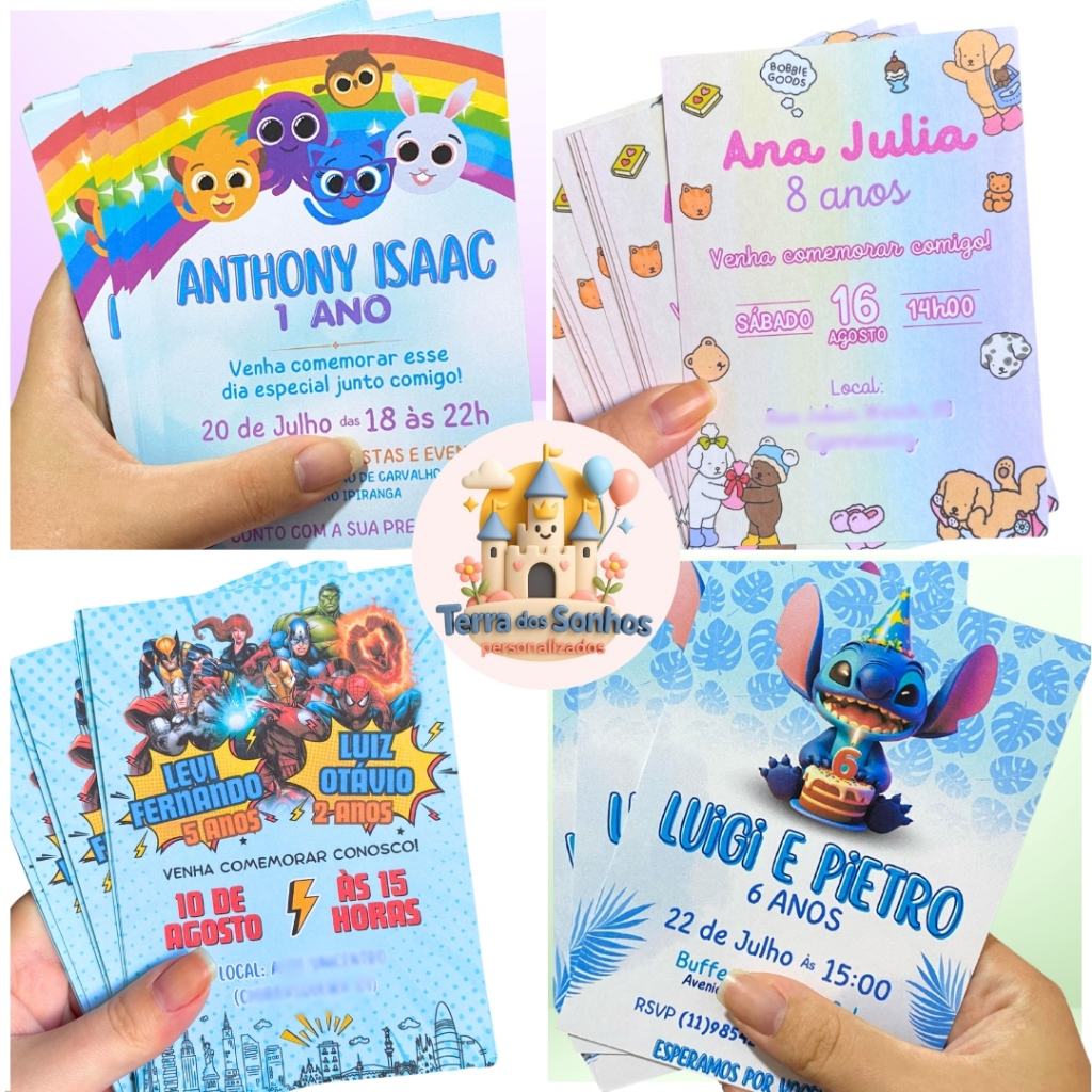 Convite Personalizado 10x14cm - Todos os temas - Festa - Aniversário em Oferta na Shopee