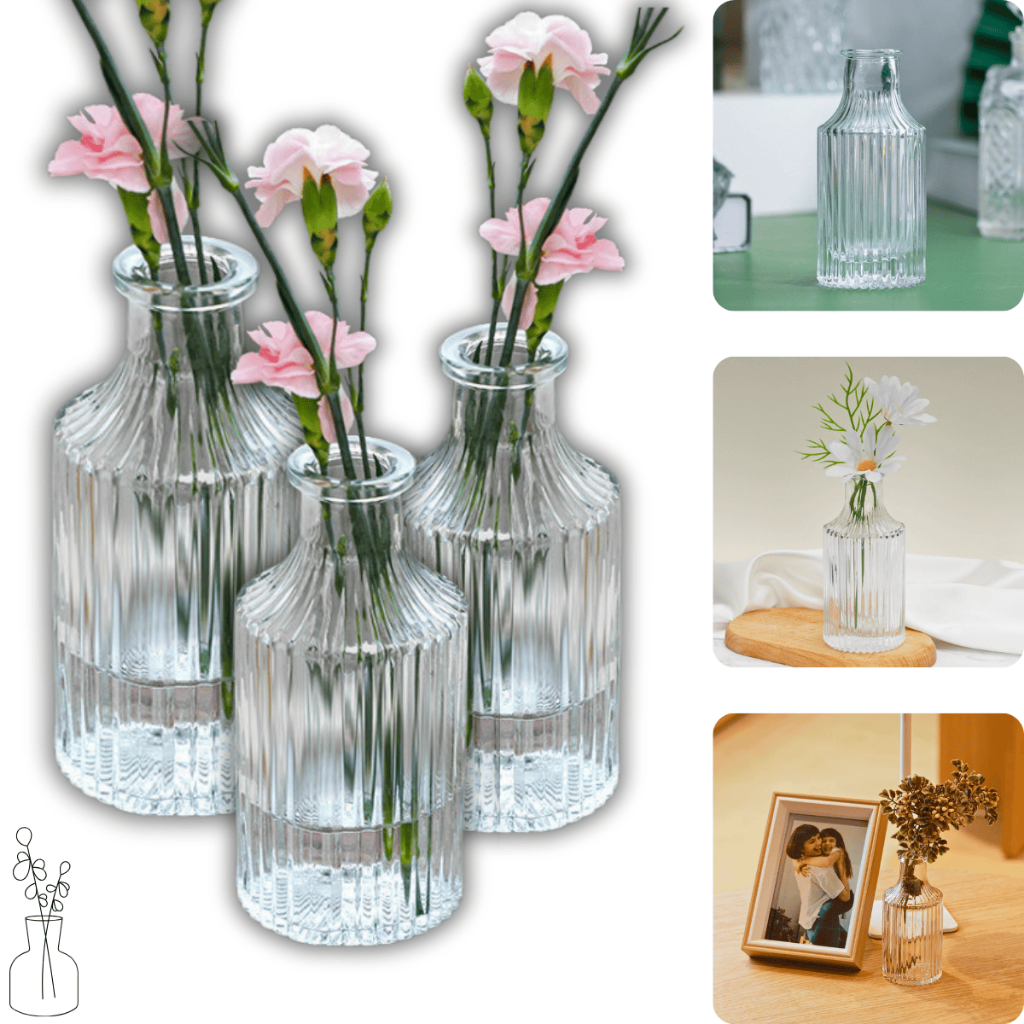 Kit 2 Mini Vaso de Vidro Renaissance Lyor pronta entrega Decorativo Flores Difusor Festa Eventos Aromatizador Frasco