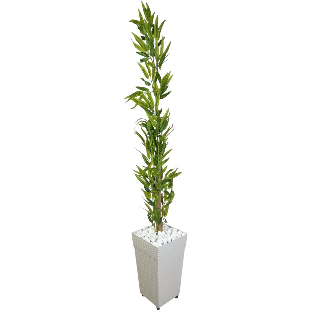 Planta Artificial Bambu Mosso Da Sorte Com Vaso Grande Decorativo 1,40 Metro Decoração Enfeite Sala Casa