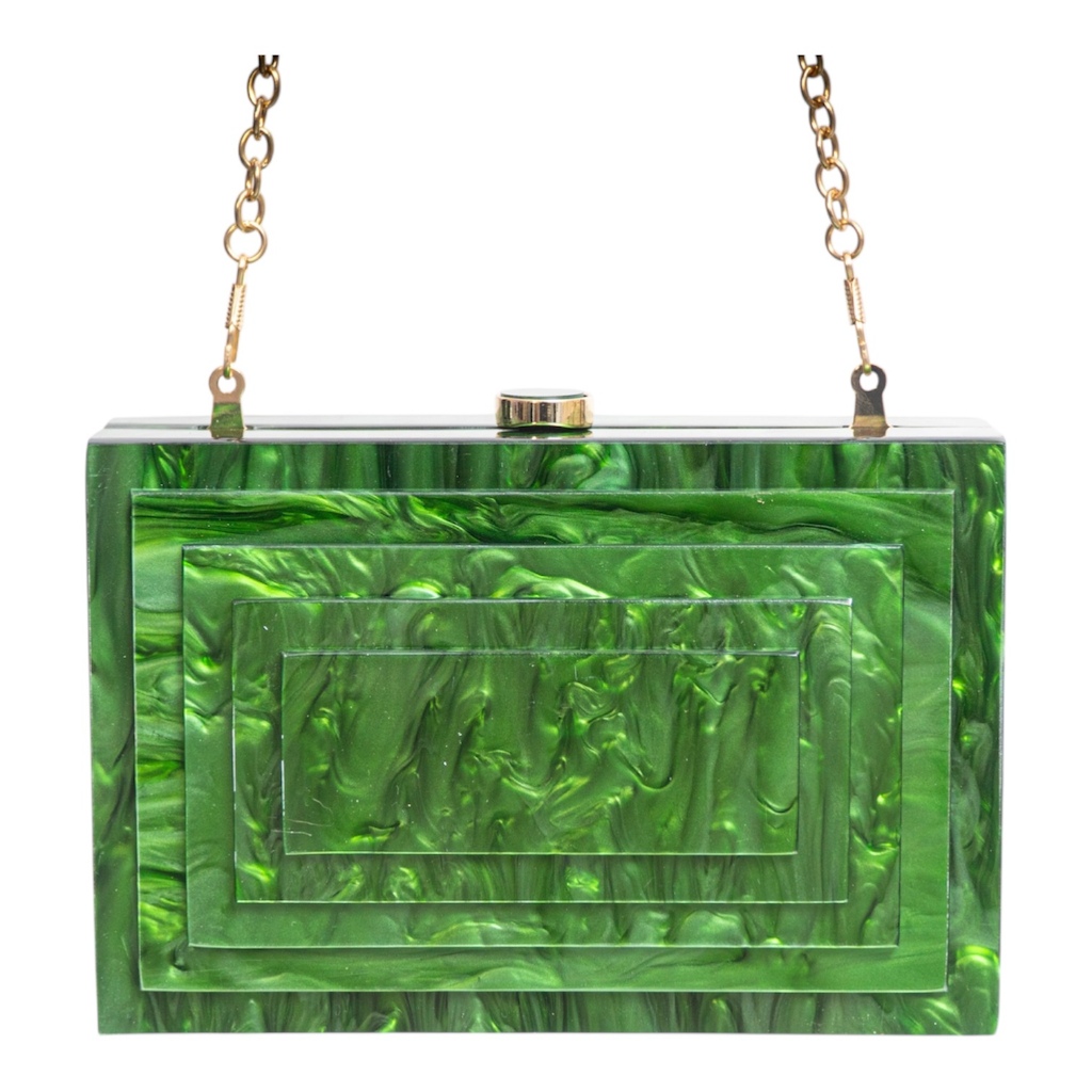 Bolsa Clutch Festa Verde Acrílico Casamento Madrinha Formatura Eventos