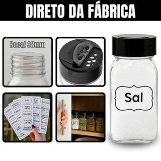 Kit 20 Potes Tempero 200ml Reforçado + Etiquetas tempero | Envio Rápido em Oferta na Shopee