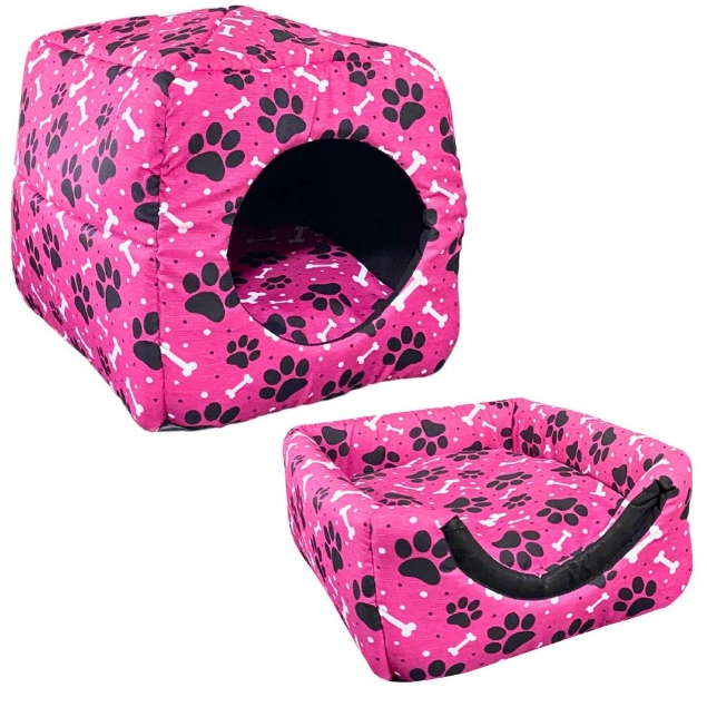 Cama E Toca Pet P Para Cães E Gatos 2 Em 1 Pinscher Yorkshire Iglu PINK