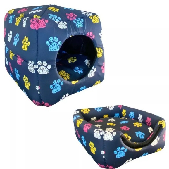 Cama E Toca Pet P Para Cães E Gatos 2 Em 1 Pinscher Yorkshire Iglu Azul