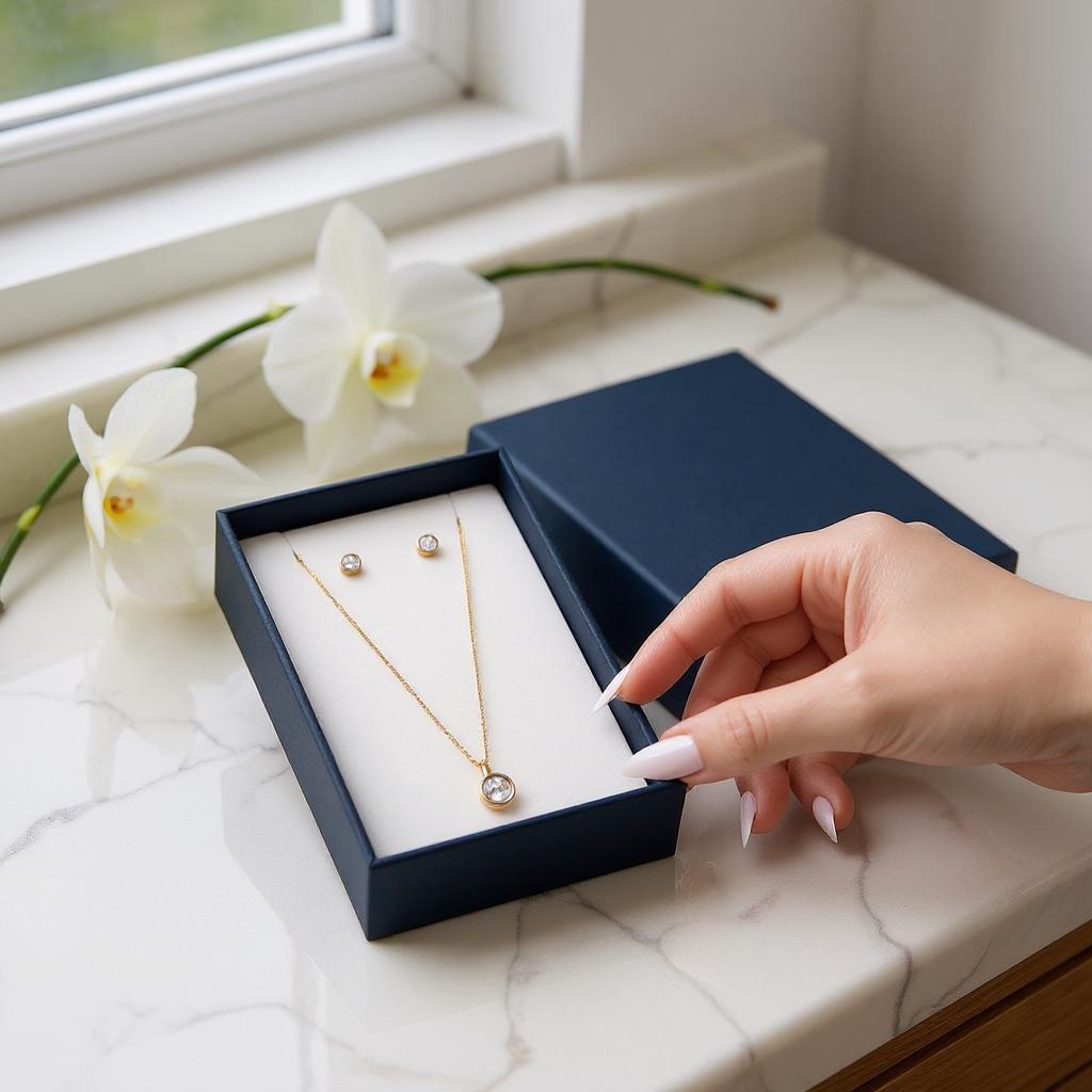 caixas  Joias de Papel com Berço | 8 x 12 x3 cm | Bijus, Semi Joias, Colar, Brincos  | azul