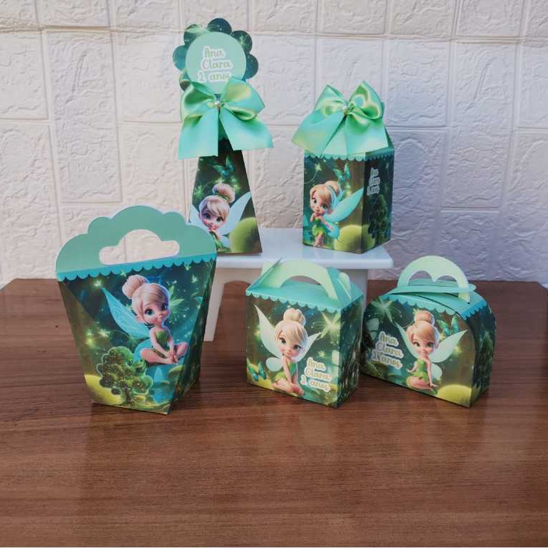 MONTE EM CASA - Kit Festa Personalizados SININHO TINKER BELL Lembrancinhas Caixinhas para Aniversário
