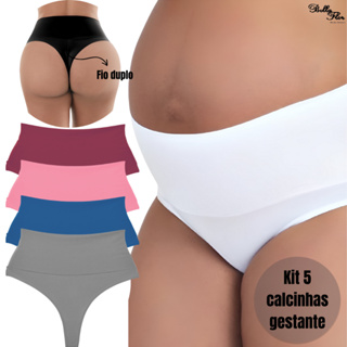Kit 5 Calcinhas Cós Alto Gestante CORES NEUTRAS Grávida Pós Parto Fio Duplo Não Marca Bella Flor em Oferta na Shopee