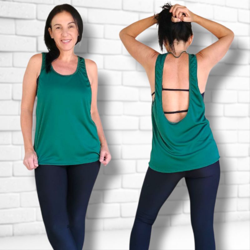 Camiseta Regata Feminina Dry Fit Cavada | Costas Abertas | Ideal Pra Treino, Caminhada e Praia em Oferta na Shopee