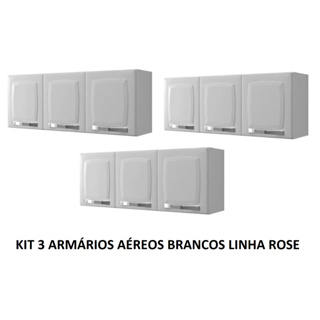 Kit com 3 Armários Aéreos de Cozinha 105cm Itatiaia Rose 3 Portas em Aço - Moderno - Espaçoso - Durável em Oferta na Shopee