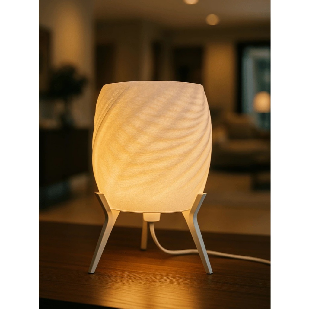 Abajur Luminária de Mesa Decorativa Moderna – Design Wavy Onda Geométrico