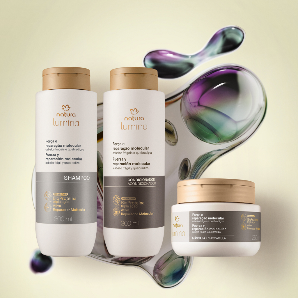 Kit Shampoo Condicionador Máscara Força e Reparação Molecular Lumina Natura Original