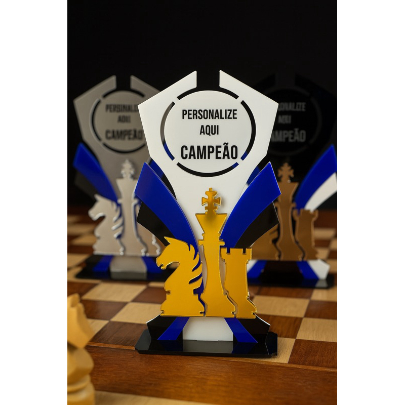 🏆 Troféu de Xadrez Personalizado em Acrílico - Luxo e Estilo para sua Premiação! ♟️ em Oferta na Shopee