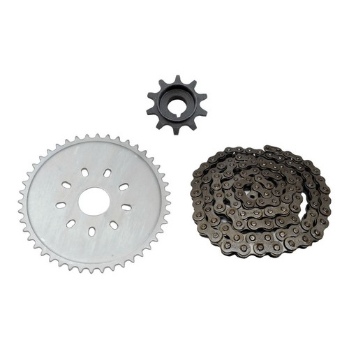 Kit Relação Coroa 44 Dentes Corrente 415H e Pinhão 10 Dentes Bicicleta Motorizada