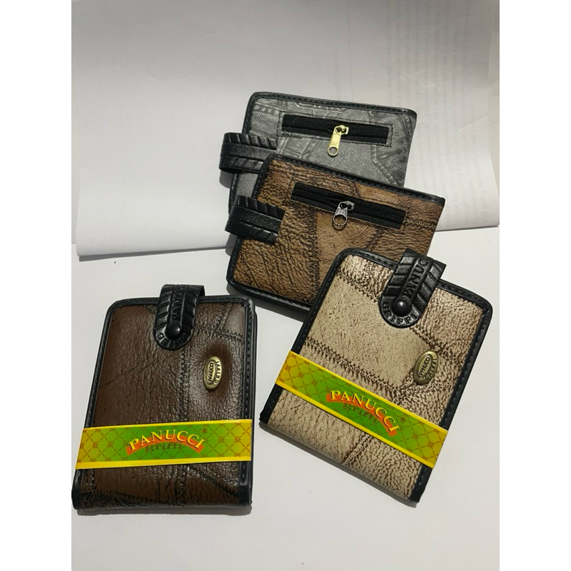 Carteira Masculina Em Couro Sintético Porta Cartão Com Botão Zíper Luxo em Oferta na Shopee