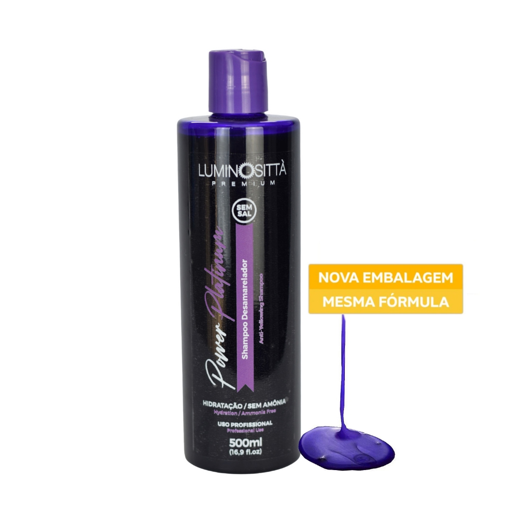 Shampoo Matizador Desamarelador 500 Ml 2 minutos de Ação sem Amônia e sem Sal  Luminosittà