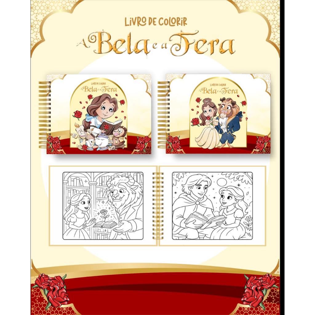 Livro de colorir A Bela e a Fera - capa dura A5