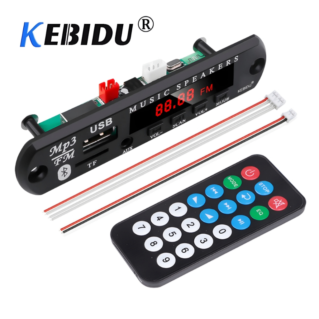 Placa Decodificadora Bluetooth 5.0 Sem Fio 9 a 12v USB TF AUX FM Módulo de Áudio C/ Controle MP3 WMA em Oferta na Shopee