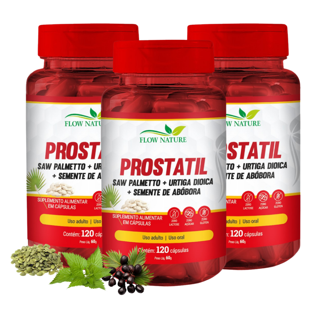 Prostatil-Saw Palmetto-Urtiga Dióica-Semente de Abóbora 120 Cáps. de 500mg-Kits C/1, 2 e 3 Potes em Oferta na Shopee