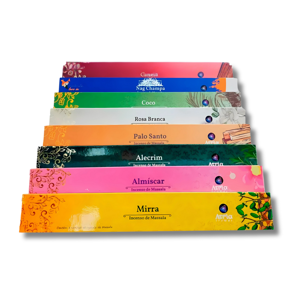 Kit Incensos Átria Massala Nag Champa Darshan Aromas 15g em Oferta na Shopee
