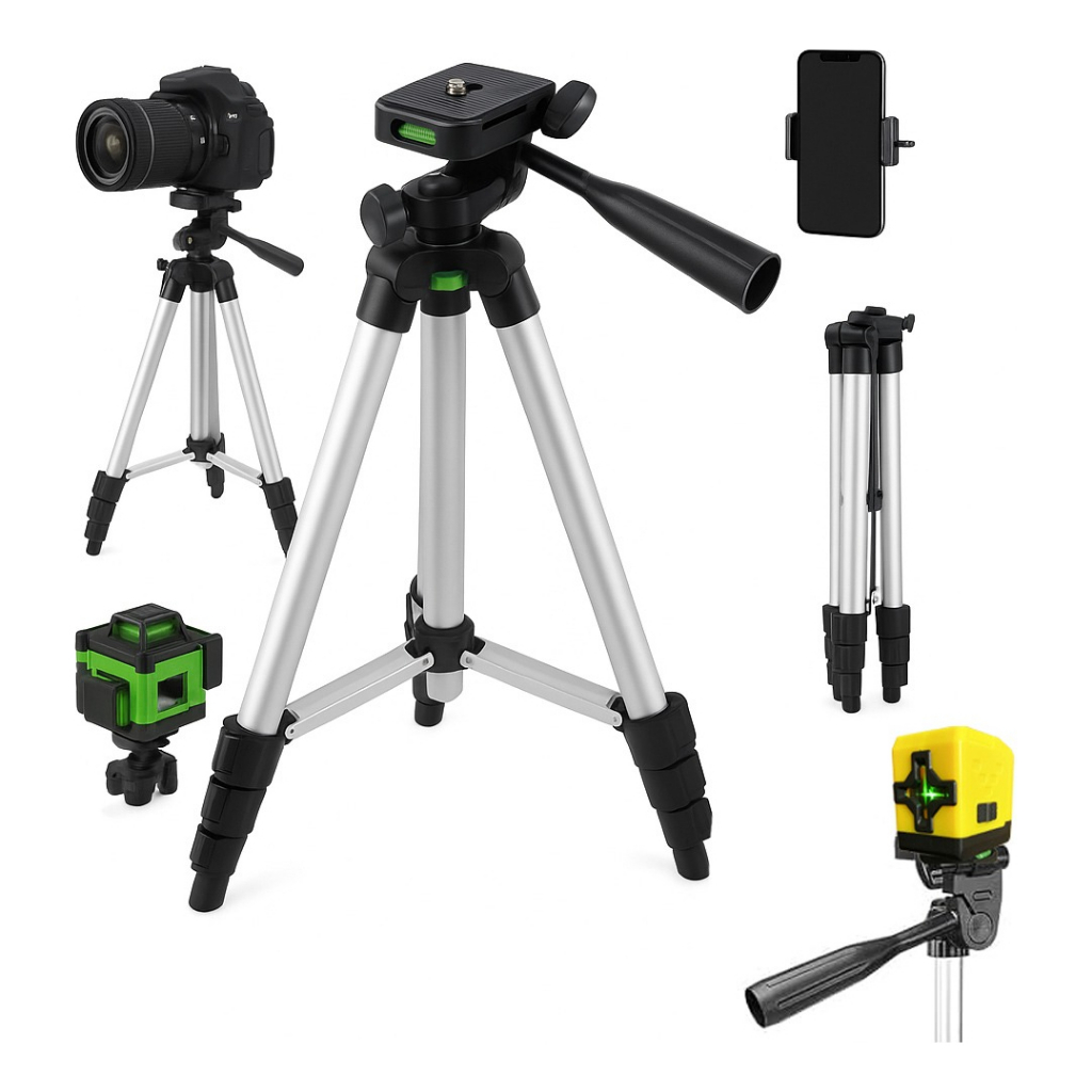 Tripé Nível Laser Rosca 1/4 1,1m Universal Câmera Celular Gravação 1 metro + Brinde em Oferta na Shopee