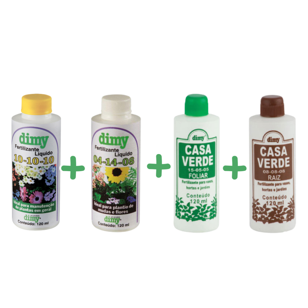 Kit Adubo Fertilizante 10-10-10 + 04-14-08 + Foliar + Raiz - TUDO O QUE SUA PLANTA PRECISA