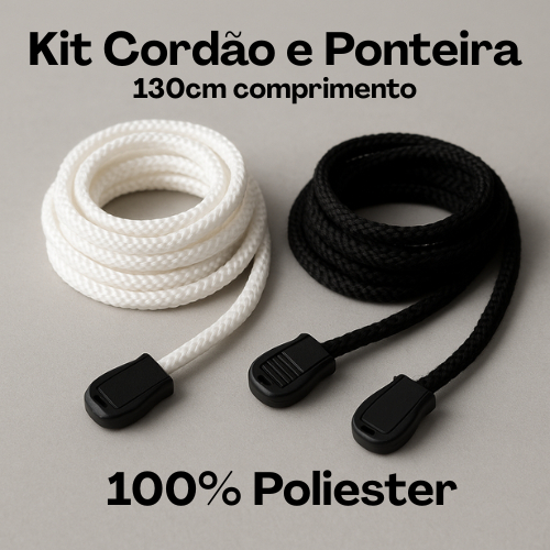 Kit Cordão com Ponteiras Para Short Bermuda Calça Moletom Com Acabamento