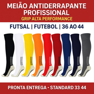 Meião Antiderrapante Profissional Futebol Futsal Kit 5, 3 ou 1 Pares Meião Grip Alta Performance Até o Joelho 37 ao 44 em Oferta na Shopee
