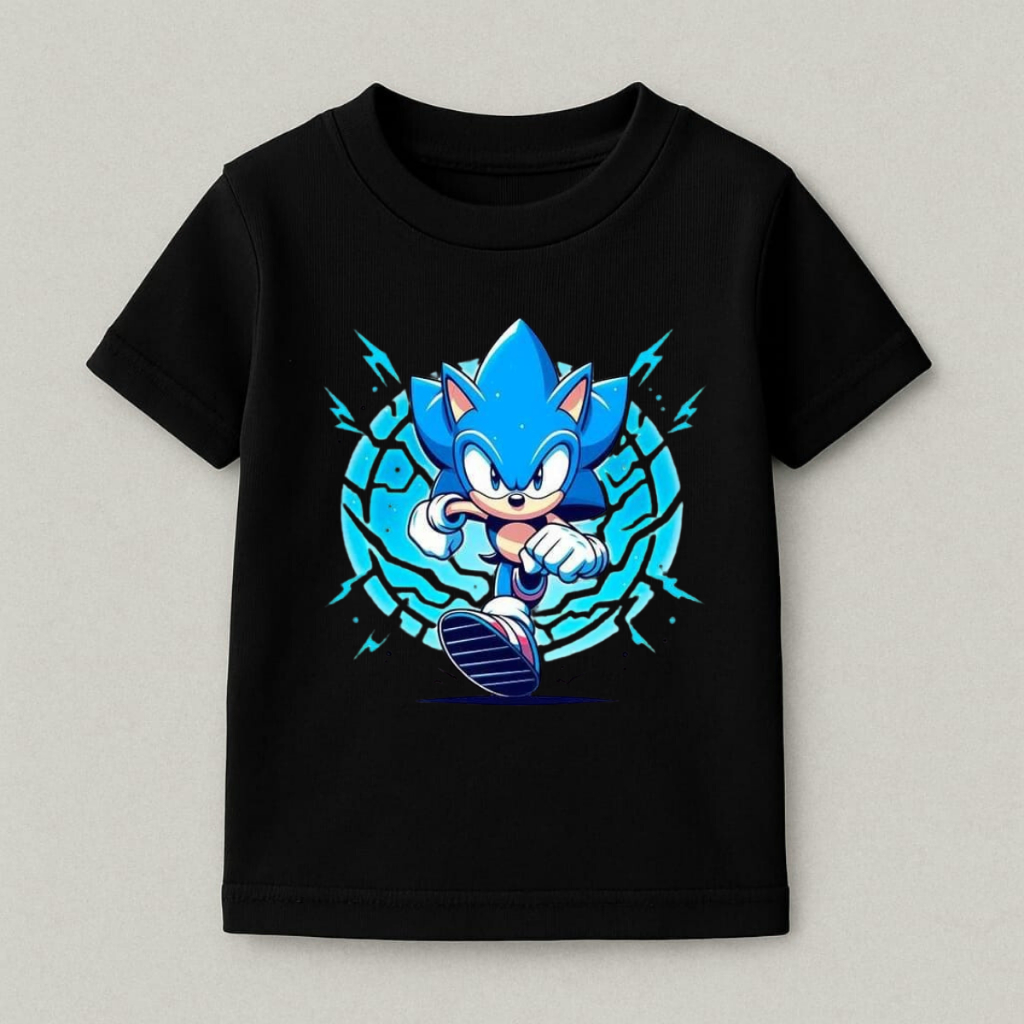 Camiseta Infantil do Sonic Roupa do Sonic para Meninos e Meninas 100% Algodão Confortável