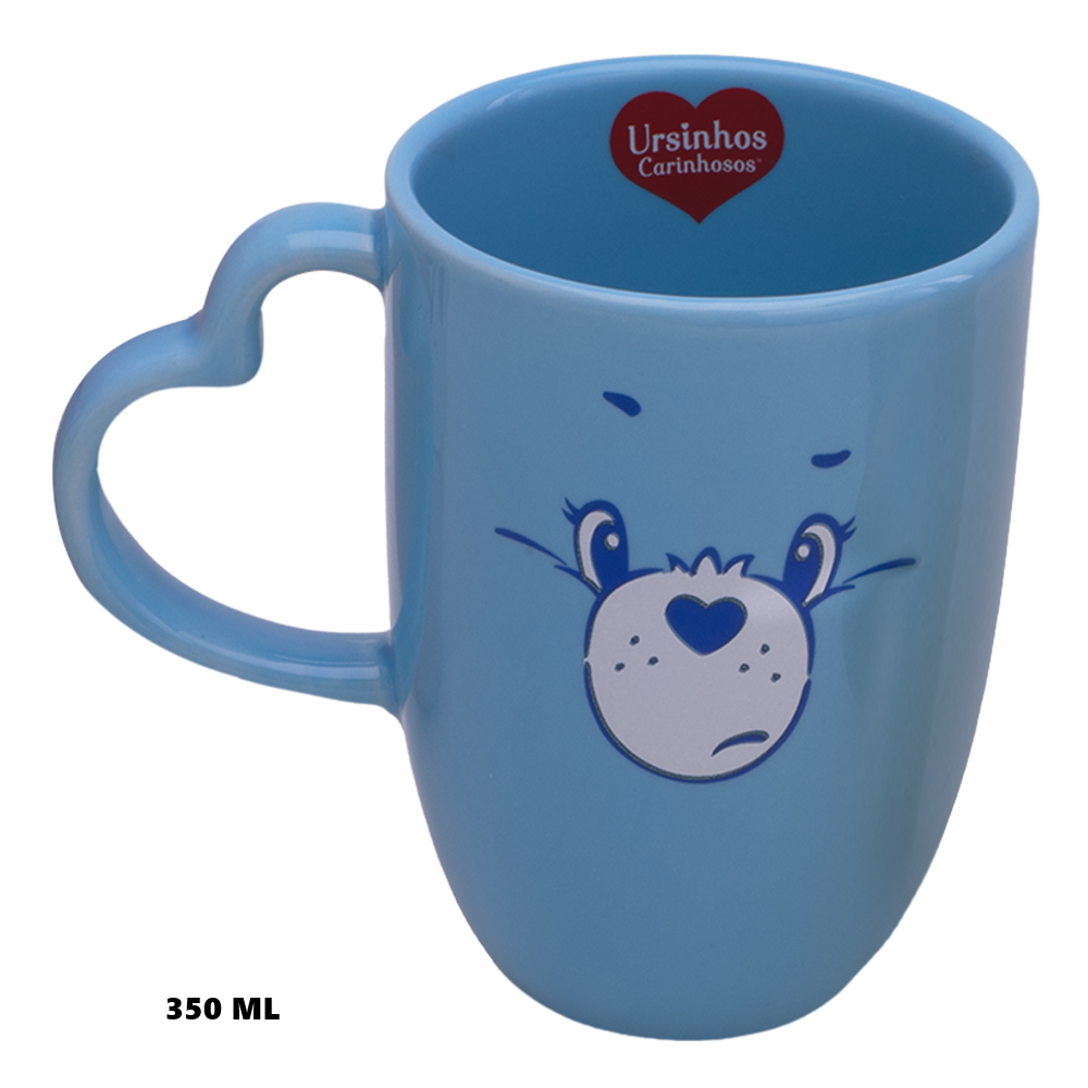 Caneca Ursinhos Carinhosos Cacau Show Oxford 350 ml Azul Zangadinho Cerâmica Original