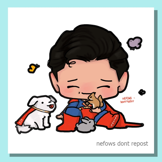 ARTE ilustração chibi fofinha filme SUPERMAN 2025 - Superman e Krypto