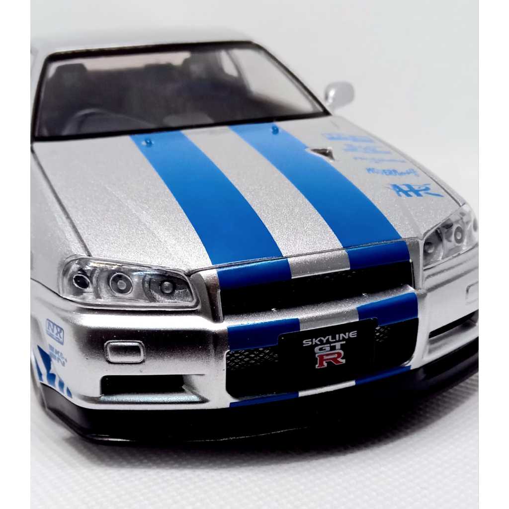 Miniatura Nissan Skyline GTR R34 Velozes e Furiosos 1:24 metal Diecast colecionável