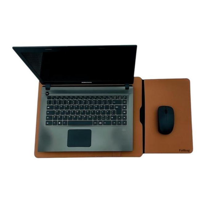 Capa Case Para Notebook Maleta Mouse Pad Pasta Bolsa Executiva Slim Ultrabook Marrom Preta Promoção 15,6 14,1""