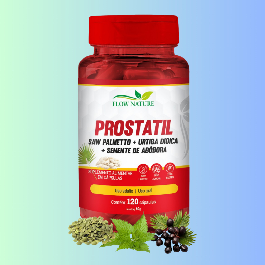 Prostatil-Saw Palmetto-Urtiga Dióica-Semente de Abóbora 120 Cáps. de 500mg-Kits C/1, 2 e 3 Potes