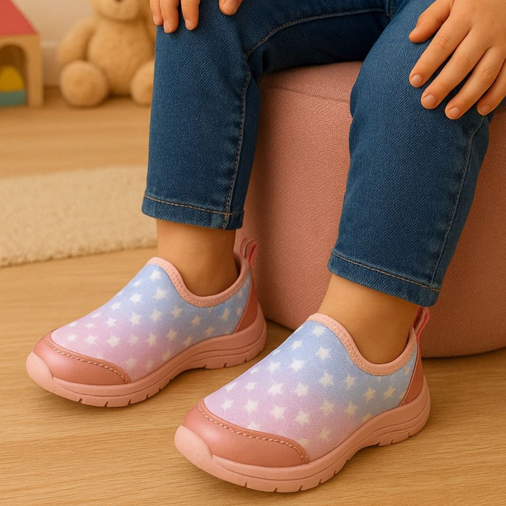 Tênis Unissex Infantojuvenil Calce Fácil Detalhes de Estrelinhas com Elástico Calce Meia Confortável em Oferta na Shopee