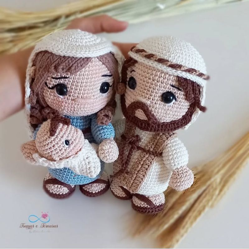 Sagrada Família amigurumi Maria, José e Jesus/ Presépio Natal