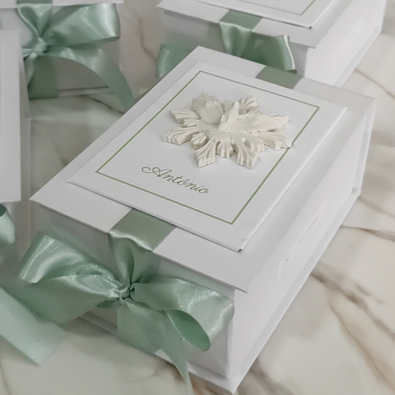 CONVITE PADRINHOS DE BATISMO PERSONALIZADO COM SAGRADA FAMÍLIA DE 14 CM — imagem 2 de 2
