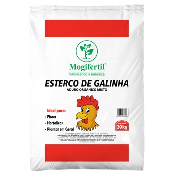 Esterco de Galinha Adubo Natural 20kg para Plantas, Hortas, Jardinagem e Substrato Orgânico
