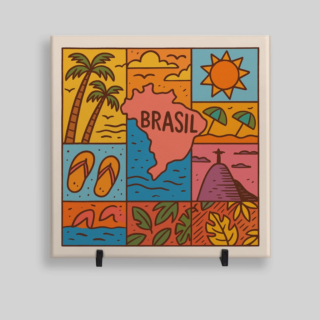 Azulejo Decorativo - Brasil / Brasilidades / Praia / Rio de Janeiro / Verão em Oferta na Shopee