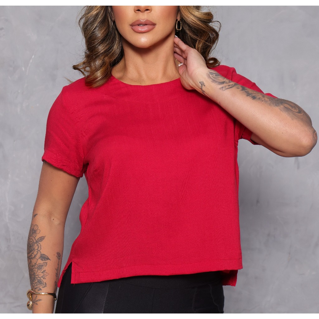 Blusa feminina básica em Viscolinho - Conforto, estilo e versatilidade em uma só peça, ideal para o seu dia a dia em Oferta na Shopee