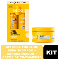 Kit 03 itens Toque de Seda Shampoo 300ml + Condicionador 190ml + Máscara de tratamento 300g