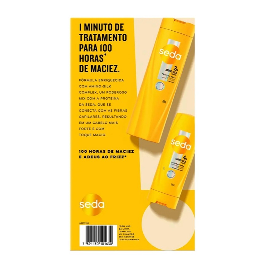Kit 03 itens Toque de Seda Shampoo 300ml + Condicionador 190ml + Máscara de tratamento 300g — imagem 2 de 2